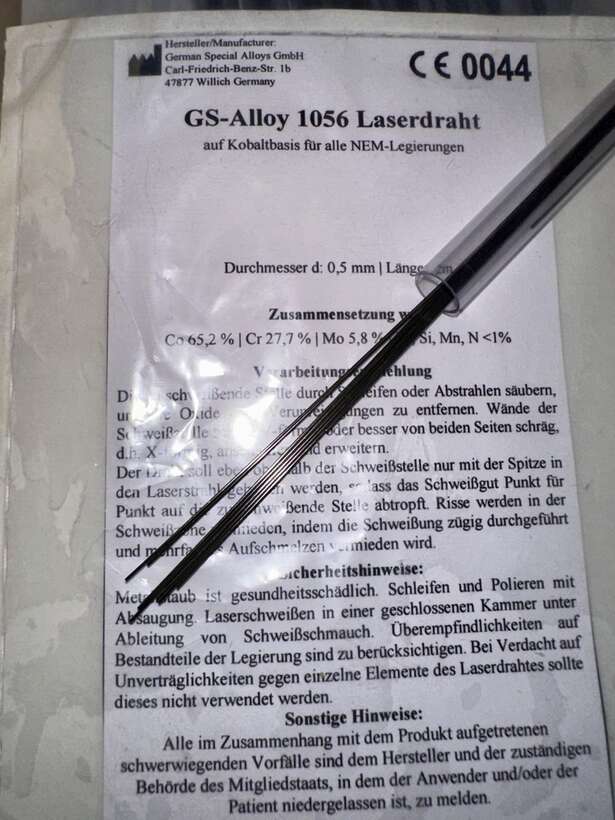 CROMORON- LASERDRAHT - GSA DENTAL HERAEUS.= Припій зварювальний для лазерних та імпульсних апаратів NaviStom