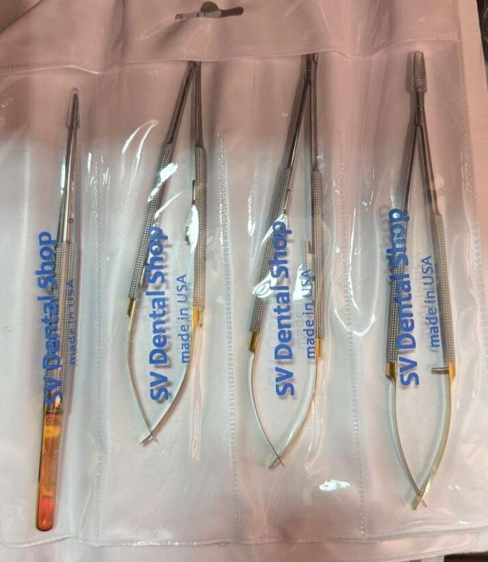 Набір Американский хірургічний SV DENTAL SHOP(2 тримпча, прямий вигнутий,ножиці,пінцет) NaviStom