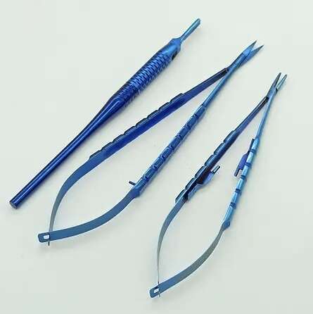 Ножиці голкотримач скальпель з поворотною ручкою синій Castroviejo (набір) NaviStom