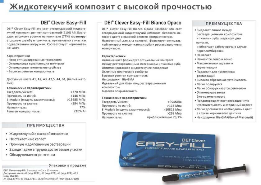 Жидкотекучий композит с высокой прочностью DEI Clever Easy-Fill NaviStom